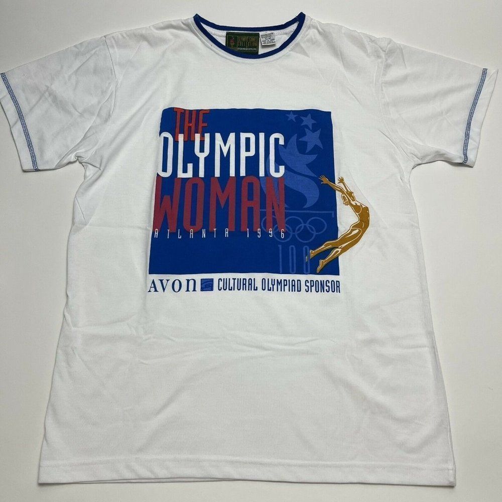 Vintage Avon Olympics Game Collection Atlanta Womens Ringer T Shirt Size S/M